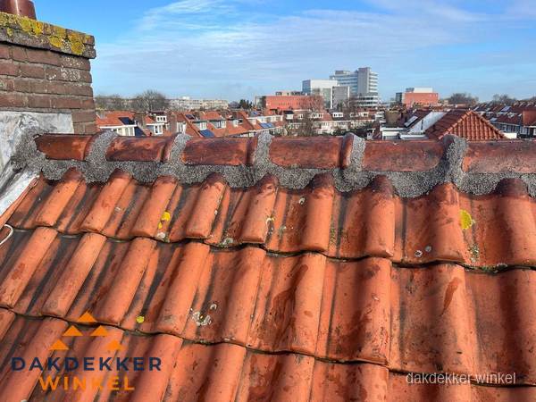 Pannendak met nokvorst en schoorsteen, dakrenovatie in Winkel Pannendak met nokvorst en schoorsteen, dakrenovatie in Winkel
